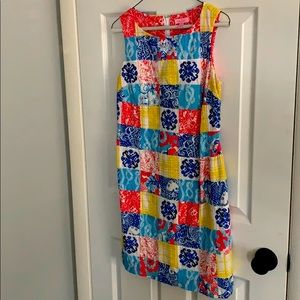 Lilly Pulitzer embroidered patchwork shift dress